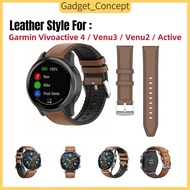 Leather Styles Strap For Garmin Vivoactive 4 , Garmin Venu3 , Garmin Venu2 , Garmin Active , Garmin Forerunner 745 Strap