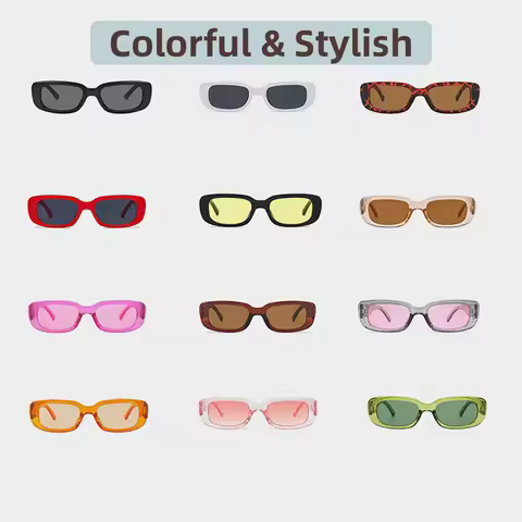 Lovatfirs 9 Pack Square Sunglasses For Party Trip Women Men Different 13 Color UV Protection