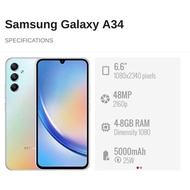 Used Samsung Galaxy A34 5G 6.6" (8GB RAM + 256GB ROM) || Samsung Malaysia Set