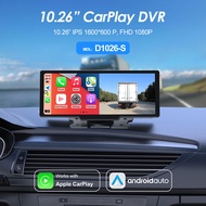 D1026-S 10.26” Portable MP5 Player Universal Car DVR Wireless Carplay Android Auto Front and Rear Du
