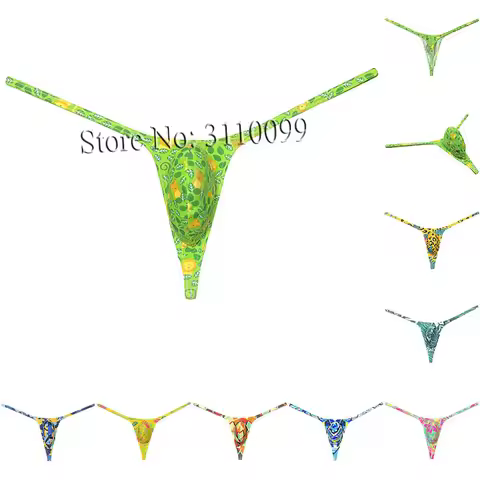 Men's Swim Thong Bulge Enhancing G-string Tiny Waist Sports T-back Underwear