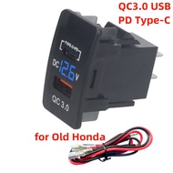 26mm*45mm Car Charger Socket QC3.0 USB + PD3.0 Type-C Fast Charging for Old Honda Fit Accord Civic C