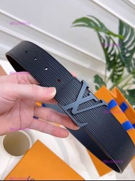 LV男士皮帶黑色水波紋寬度40cm頭層牛