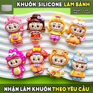 LABUBU 2D silicone mold SET OF 4, DIY mold, cake mold, jelly, pudding, log