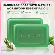 Han Boli Wormwood Soap Bath Oil Control Mite Itching Acne Wash Face Soap Net Anti Mite Essential Oil Cleaning Handmade Soap HO