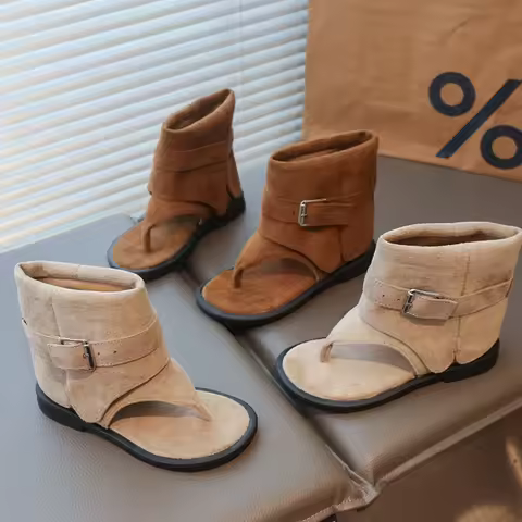 Girl High Bond Open Toe Roman Sandals Spring Summer 2026 New Korean Girls Soft High Heels Fashion Gi