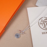 Hermes  outlet necklace 愛馬仕銀色圓牌頸鏈