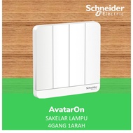Schneider 4 Gang White Avataron Light Switch - E8334L1Led_We_G3