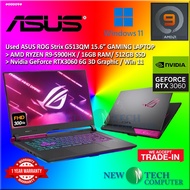 #RG009 USED ASUS ROG Gaming G513QM AMD R9 RYZEN 9-5900HX 16GB 512GB SSD NVIDIA GEFORCE RTX3060 6GB F