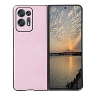 全城熱賣 - 適用於 OPPO Find N2 牛皮紋PU皮手機殼（粉色）