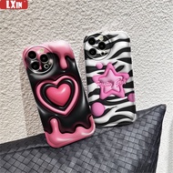 Case Samsung A14 A04 A04S A13 A03S A12 A52 A52S A21S A50 A50S A30S A20 A10S A10 A11 J7 Prime J7 Pro J6Prime Love Hearts Zebra Print Pink Stars Pink TPU Air Cushion Cover