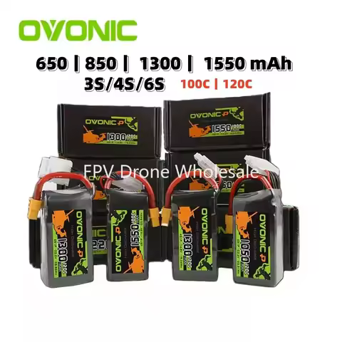 Ovonic 850mAh 1300mAh 1550mAh 100C 120C 4S 6S LiPo Battery Pack with XT60 Plug for FPV Racing RC Qua