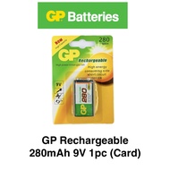 [ GP ] Rechargeable 9V Battery | 280mAh | Ni-MH | 1pc Card | High Capacity