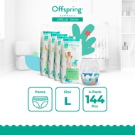 Offspring Premium Fashion Pants Diaper - L (144 Pcs) [Bundle of 4]
