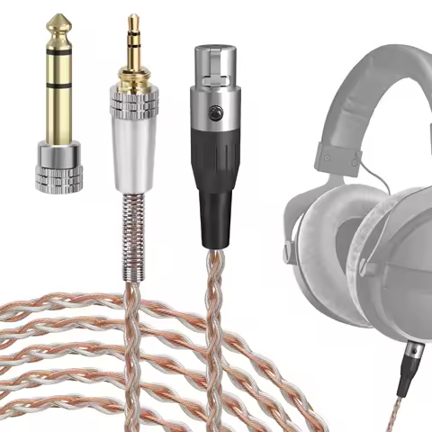 Geekria 6.35mm/3.5mm Silver-Plated Upgrade Audio Cable Compatible with Beyerdynamic DT 900 PRO X, DT
