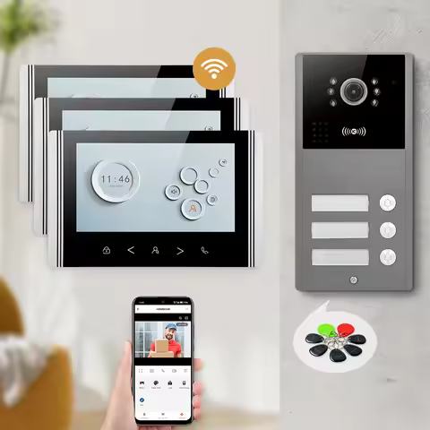 HOMSECUR 7" Tuya App HD WIFI Video Doorbell Doorphone Intercom Night Vision For 3 Families