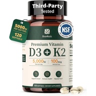Vitamin D3K25000 International Unit, All-TransMK-7100 Micrograms, 120 Soft Capsules|Sunflower Oil, C
