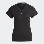 adidas เทรนนิง เสื้อยืดคอวี AEROREADY Train Essentials Minimal Branding ผู้หญิง สีดำ HN5543