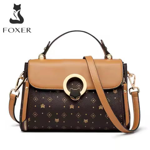 FOXER Women's Shoulder Bag Vintage Signature Tote Bag 2026 Luxury Fashion Female Handbag Crossbody P