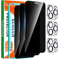 IMBZBK 3 Pack Privacy Screen Protector for iPhone 12 Pro Max Tempered Glass with 3 Pack Camera Lens 