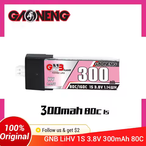GNB 1S 3.8V 300mAh 80C/160C LiPo Battery For 75mm FPV Drone BetaFPV Beta75X Happymodel Mobula6 Mobul