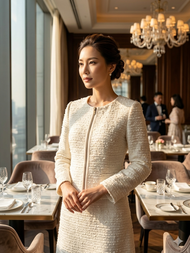 ชุดเซตเสื้อ+กระโปรง ผ้าทวิต อก 34" เอว 26" [Rare Item!] ViS Japan Luxury Tweed Set - ชุดเซตผ้าทวีดทอ