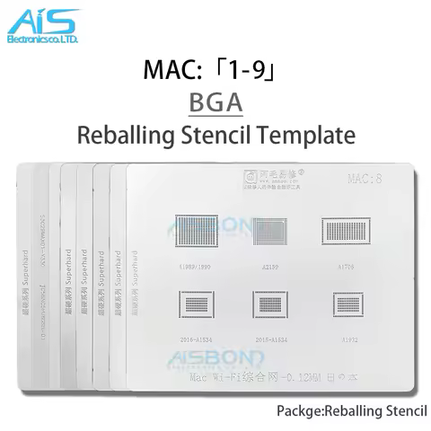Amaoe BGA Reballing Stencil For MacBook Pro Air MBP MAC A2159 A1706 A1707 A1534 Power IC M1 CPU SSD 