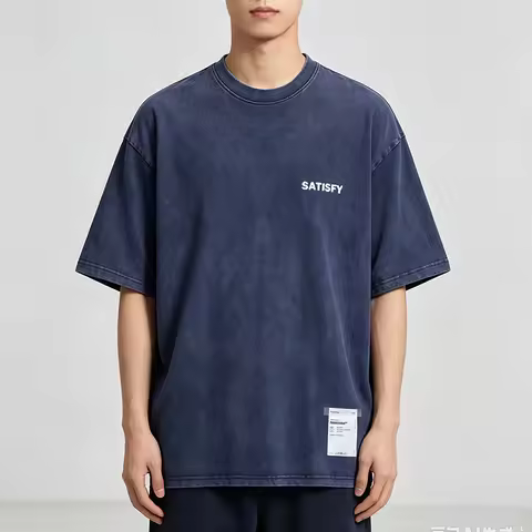 best seller Trendy SATISFY Running Muscle round Neck Distressed Pure Cotton Printed Short Sleeve T-s
