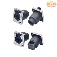 CEYOU RJ45  Connector, Waterproof with Rubber Cover RJ45 Ethernet Connector, D Type Panel Mount Sock