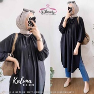 ATASAN TUNIK OVERSIZE LD140CM / TUNIK OOTD HIJAB BIG SIZE HITAM POLOS / KALUNA BIG SIZE