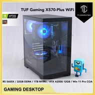 Aquaron Pro ATX Black ASUS TUF Gaming X570-Plus WiFi R5 5600X 32GB RAM 1TB NVMe SSD RTX A2000 12GB W