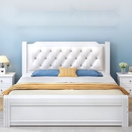 【SG Sellers】Solid Wooden Bed Frame  Bed Frame With Mattress Storage Bed Frame With bedside table Upholstered Bed Fabric bed Double Bed With Headboard Single/Queen/King Bed Frame