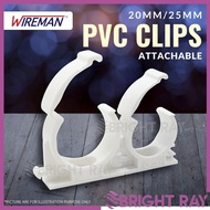 WIREMAN 20MM 25MM PVC LOCK CLIP SADDLE PVC Pipe Clips U-Shaped Conduit Clip Push in Saddle Pemegang 