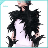 Bright Color Feather Cape Feather Shawl Bracelet Set Feather Shawl Gothic Style Collar with Wrist Ri