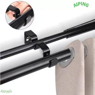NG1ZX 3Pcs Curtain Rod Bracket, Iron Black Double Curtain Rod Bracket, Heavy Duty 12.2 x 5.3cm Curta