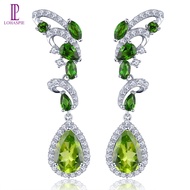 Lohaspie Jewelry Genuine 8.2 Carats 925 Sterling Silver Stud Earring Natural Peridot Stud Earring Pe