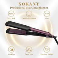 SOKANY 6505 เครื่องหนีบผมและม้วนผมไอออนิก 2-In-1 ระดับมืออาชีพ แผ่นทำความร้อนเซรามิกไทเทเนียม ทำความ