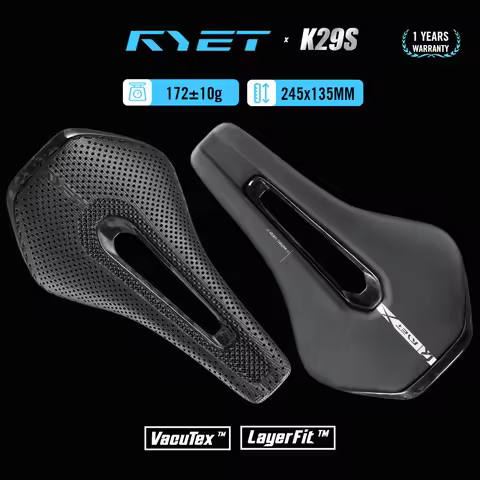RYET 3D Printed Carbon Bike Saddle, 245x135/145mm For MTB Gravel Road Bike Ergonomic Racing Cushion,
