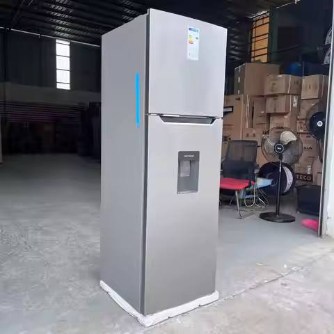 Double Door Upright Fridge Top Freezer With Water Dispenser 290L Inverter Air Cooling Frost Free
