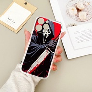 เคสโทรศัพท์ TPU ป้องกันรอยแบบใสเคลือบ UV ลายดอกลิลลี่สีน้ำเงิน 1 ชิ้น ลาย Ghost Face สุดมินิมอล เหมา