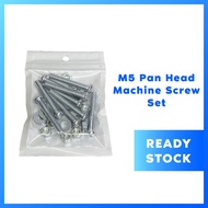 M5 Zinc Plated Pan Head Machine Screw,Nut and Washer Packing Set
