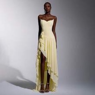 Vintage Romantic Athens Style Off-Shoulder Cat Collar Bodycon Slit Ruffle Hem Dress, Suitable For Af