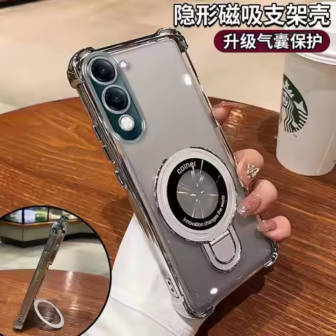 Case For VIVO Y29S Y19 5G Y04 Y19e 4G Luxury Transparent Electroplating Four-corner Anti-drop Bracke