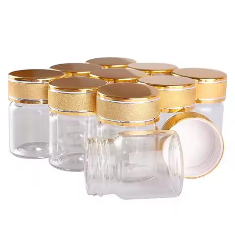 24 pieces 15ml 30*40mm Glass Bottles with Golden Frosted Caps Transparent Glass Perfume Bottle Spice