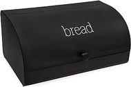 AuldHome Farmhouse Black Bread Box; Retro Vintage Style Enamel Countertop Bread Bin
