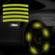 20pcs Luminous Universal Safety Exterior Decals Easy Install High Reflective Car Wheel Hub Sticker