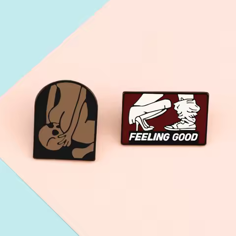 Punk Dark Black Lovers Brooches FEELING GOOD Fashion Enamel Pins for Women Men Backpack Hat Jackets 