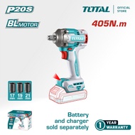 TOTAL Tools Cordless Impact Wrench + Battery + Charger (20V / 405Nm / 1/2" / Brushless) TIWLI20451 /
