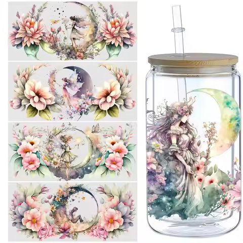 5 sheet Moon with Fairy UV DTF cup stickers, DTF friction stickers, waterproof transfer stickers sui