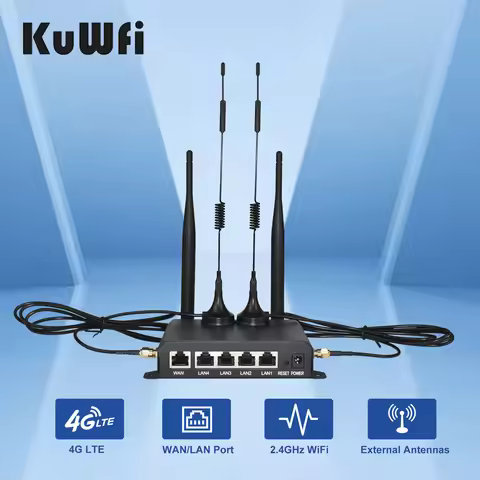 KuWIF Industrial 4G LTE Router WR181 - 300Mbps WiFi, Global Bands, Metal Case, -20~50°C, 1WAN+4LAN f